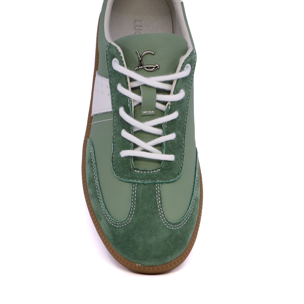 Sneakers ușori femei Luca di Gioia verzi din piele și piele întoarsă 1299DP1610VV