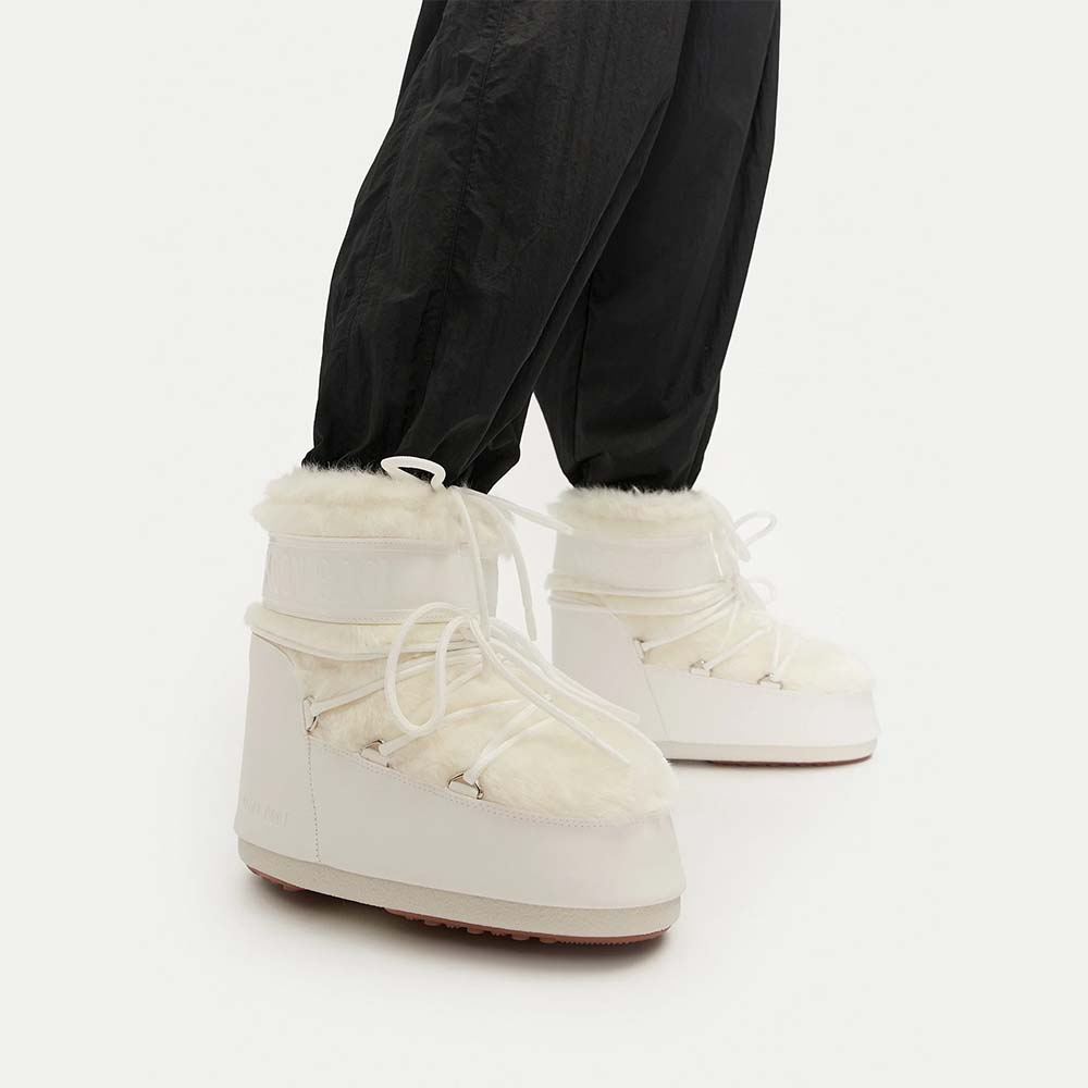 Ghete femei Moon Boot MB Icon Low Faux Fur albe 2880DG1409390A