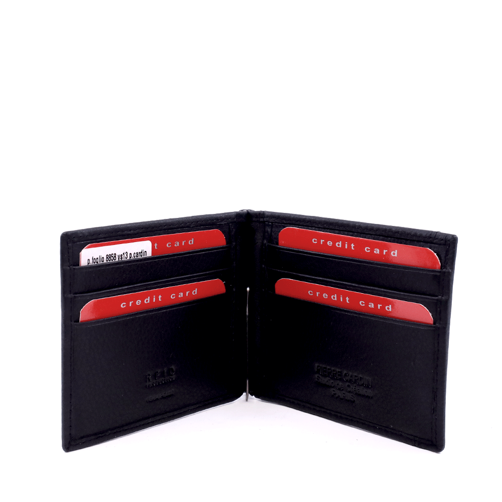 Portcard  Pierre Cardin negru din piele cu RFID  7PCAE8858N