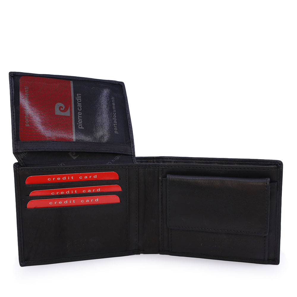 Portmoneu bărbați Pierre Cardin negru din piele 7BPU8806001N