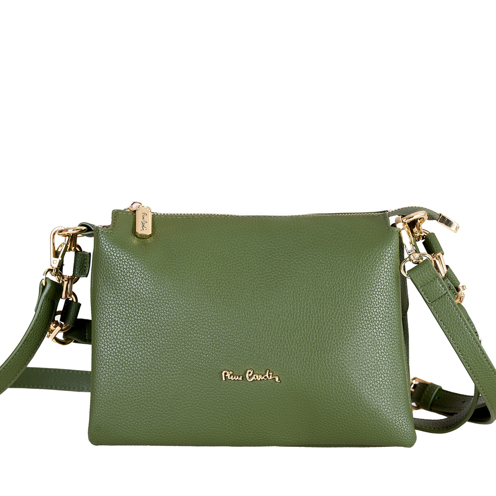 Pierre Cardin green leather crossbody bag for women 7POSP55095V