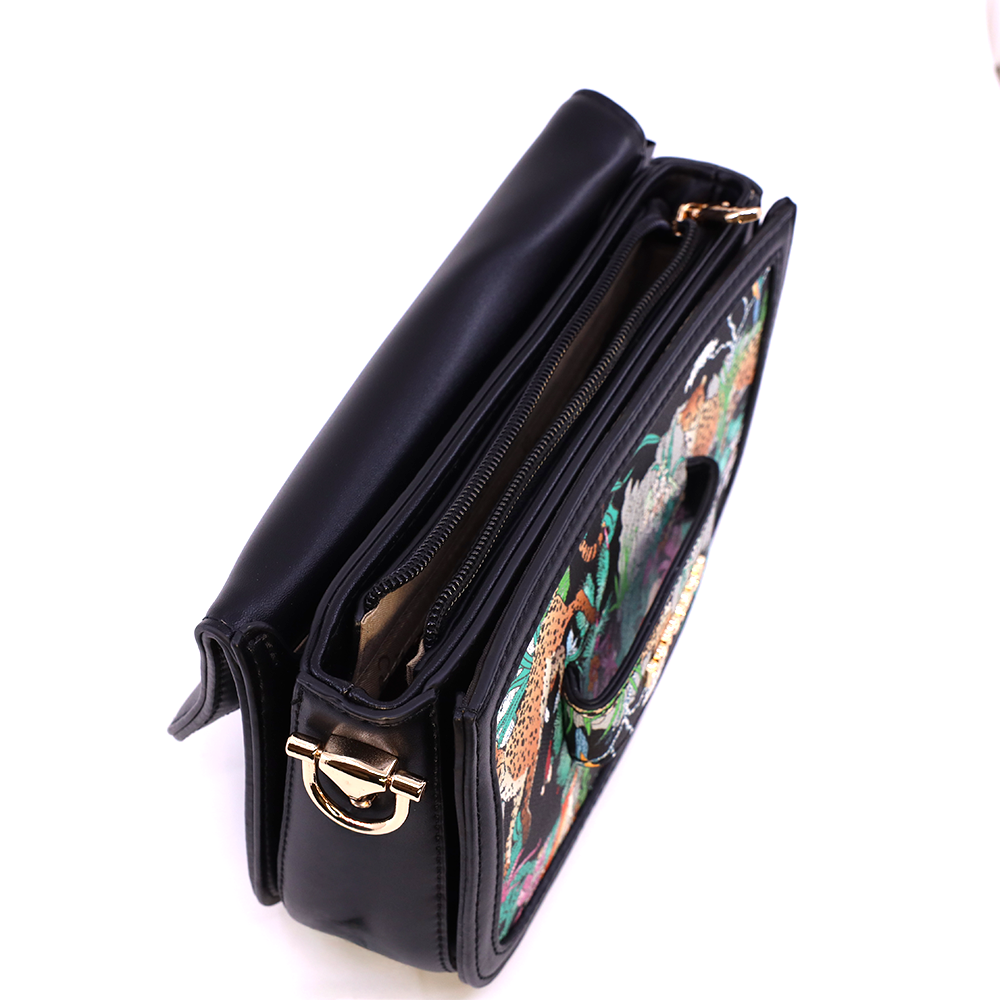 Pierre Cardin women's black crossbody bag with print 7POSS667832N