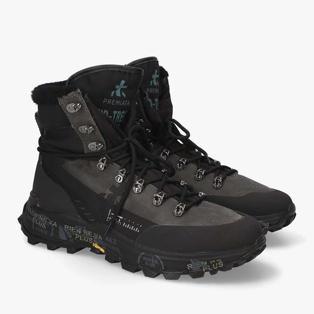 Ghete tip trekking bărbați Premiata Midtreck Montone negre 1692BGT0491N 