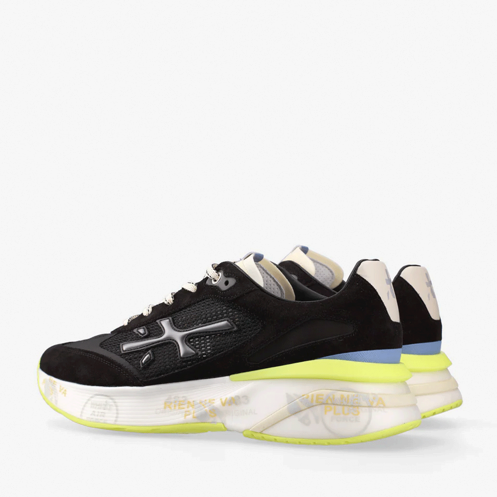 Sneakers bărbați Premiata Moerun negri perforați din piele întoarsă și textil 1697BPF6820VN