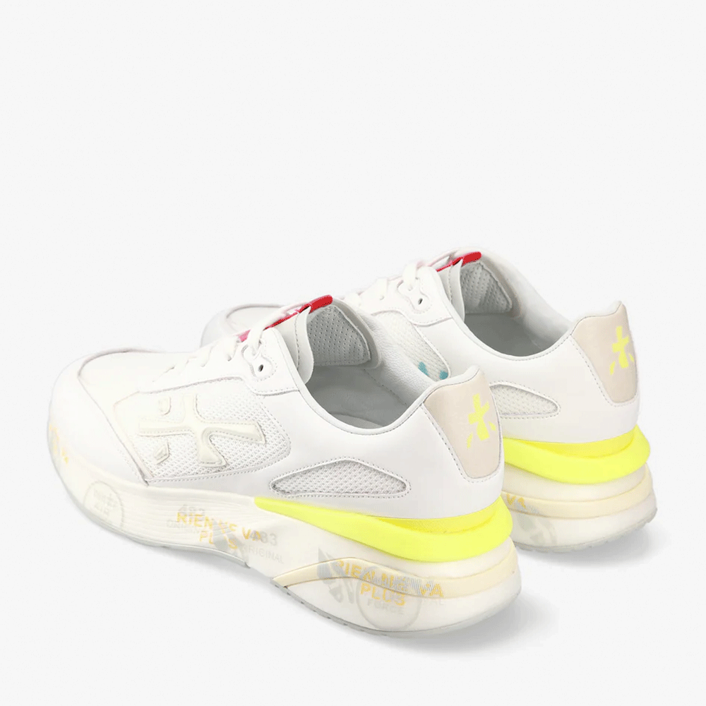 Sneakers bărbați Premiata Moerun albi din piele întoarsă și textil 1697BP6822VA