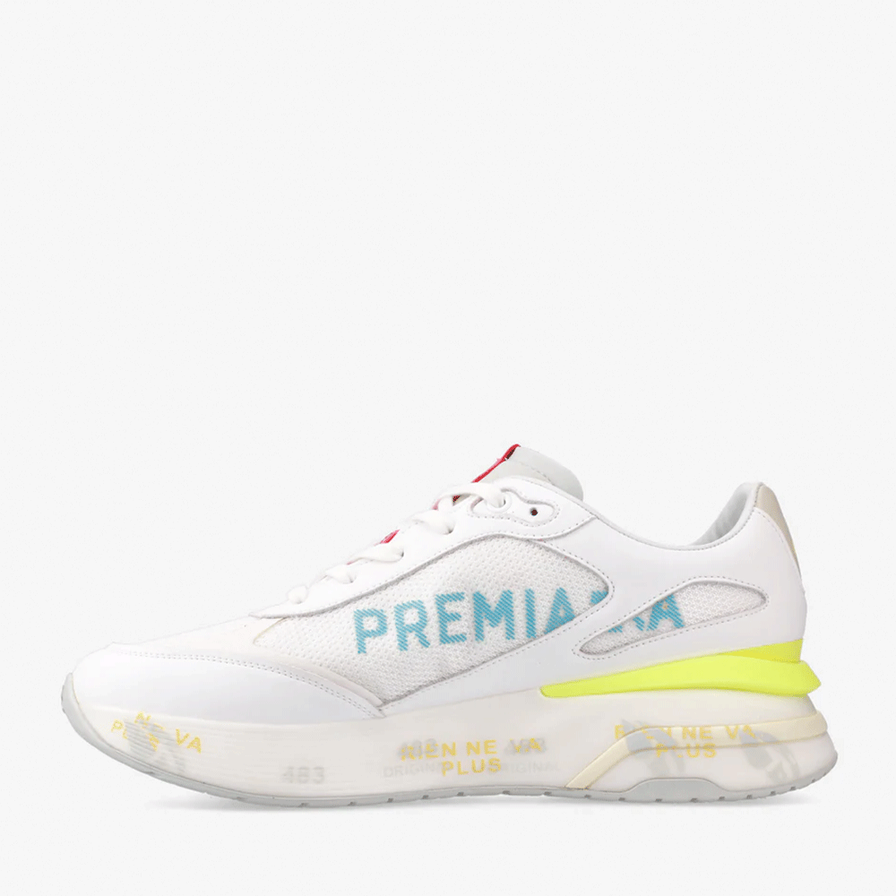 Sneakers bărbați Premiata Moerun albi din piele întoarsă și textil 1697BP6822VA