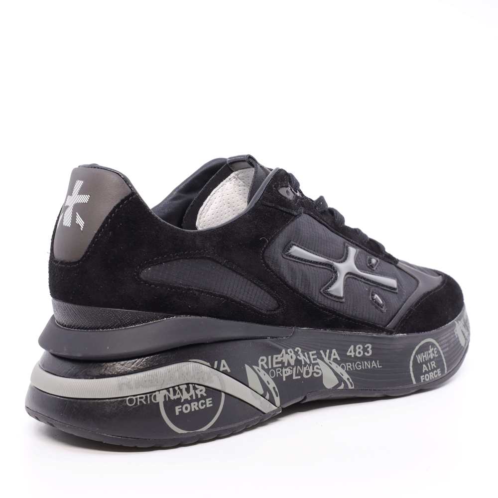 Sneakers bărbați Premiata Moerun negri din piele întoarsă și textil 1698bp6445n