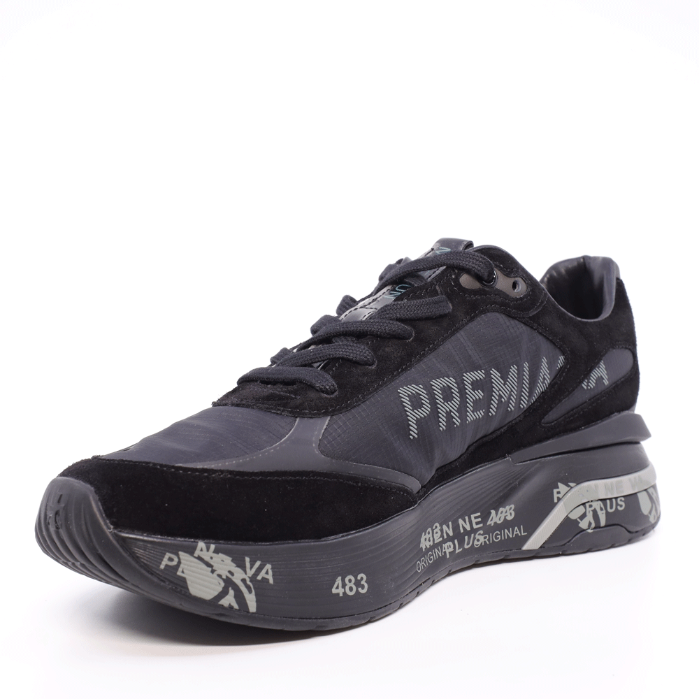Sneakers bărbați Premiata Moerun negri din piele întoarsă și textil 1698bp6445n