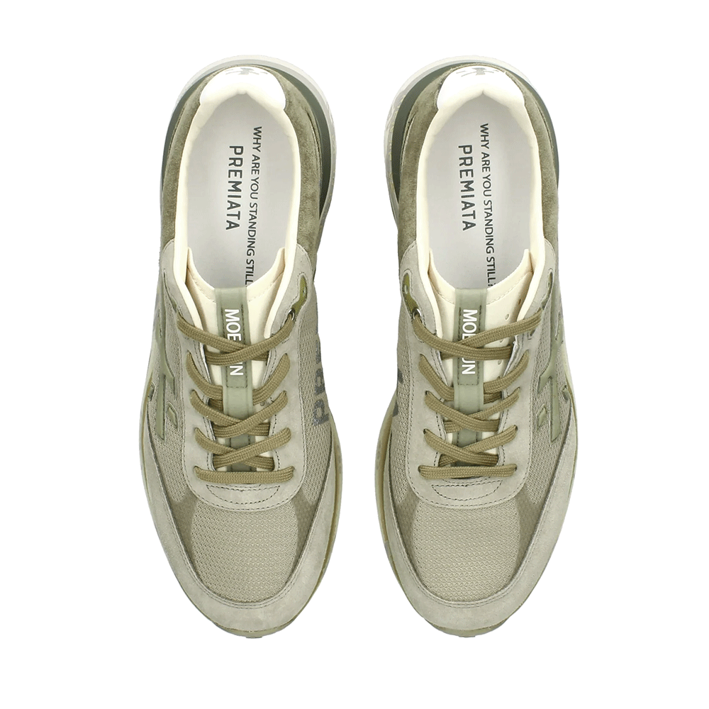 Sneakers bărbați Premiata Moerun kaki din piele întoarsă și textil 1699BP7303VKA
