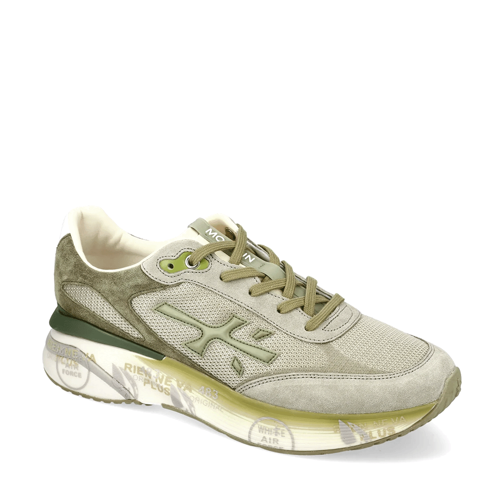 Sneakers bărbați Premiata Moerun kaki din piele întoarsă și textil 1699BP7303VKA