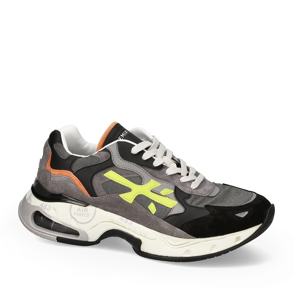 Premiata Sharky black and gray suede and textile men's sneakers 1699BP399VN