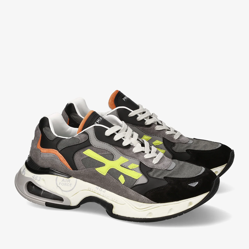 Premiata Sharky black and gray suede and textile men's sneakers 1699BP399VN