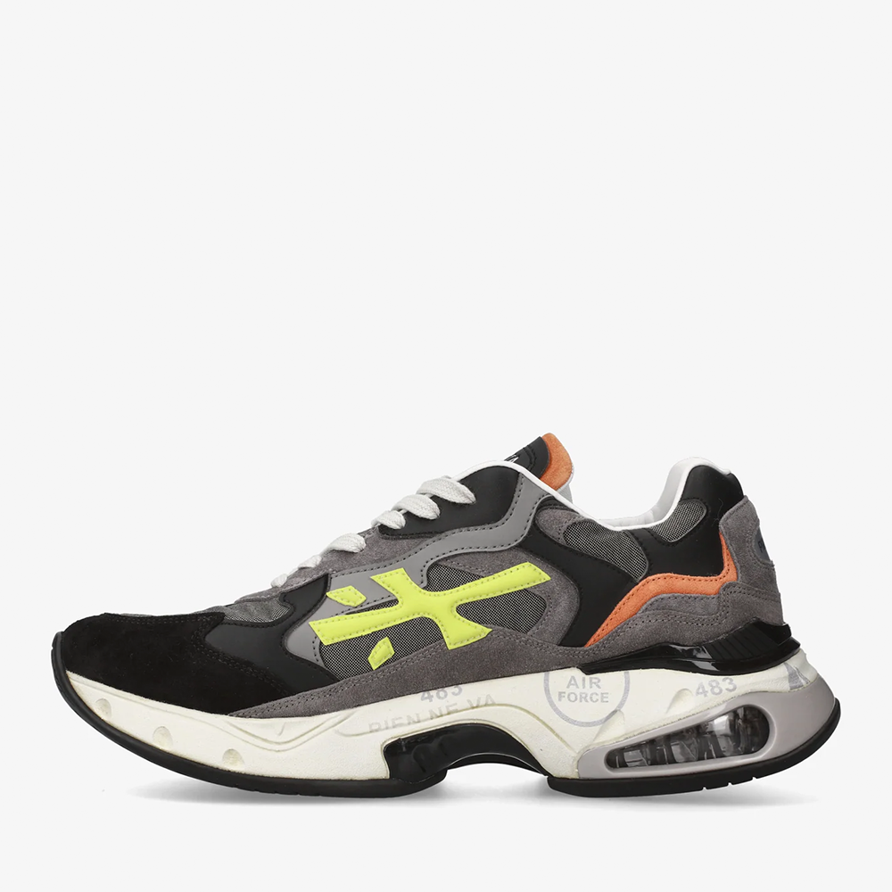 Premiata Sharky black and gray suede and textile men's sneakers 1699BP399VN