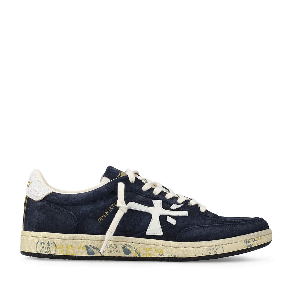 Sneakers bărbați Premiata BSKT Clay bleumarin din piele întoarsă 1690BP7708BL