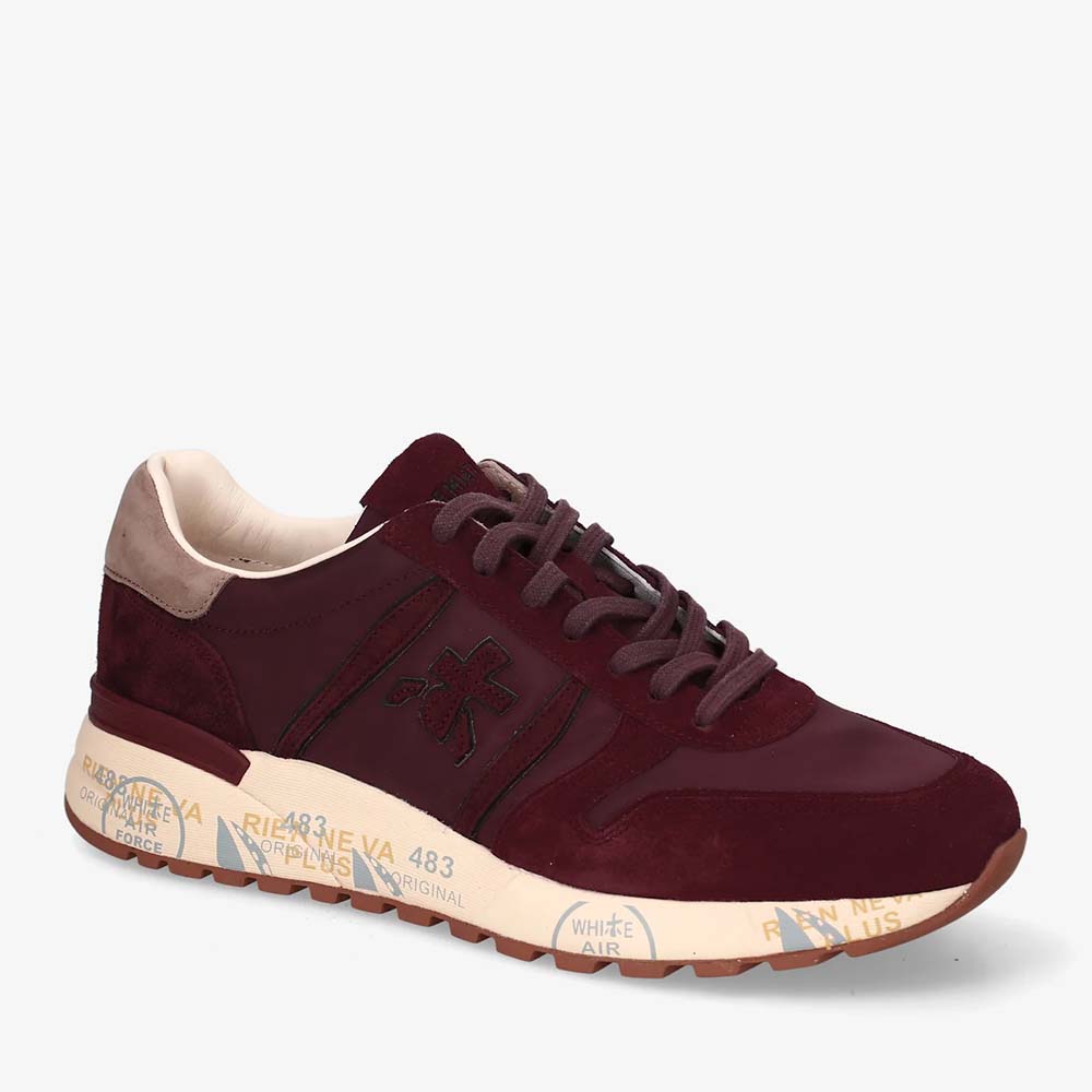 Sneakers bărbați Premiata Lander bordo din piele și textil 1692BP8411BO