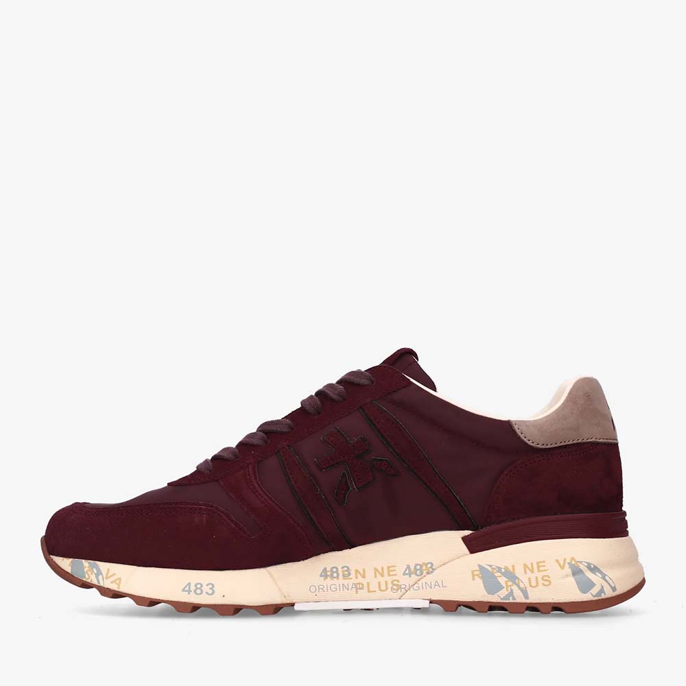 Sneakers bărbați Premiata Lander bordo din piele și textil 1692BP8411BO