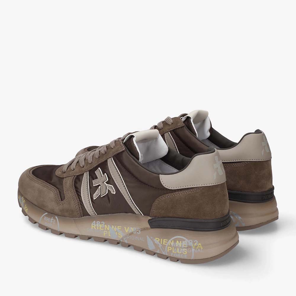 Sneakers bărbați Premiata Lander maro din piele și textil 1692BP8410M