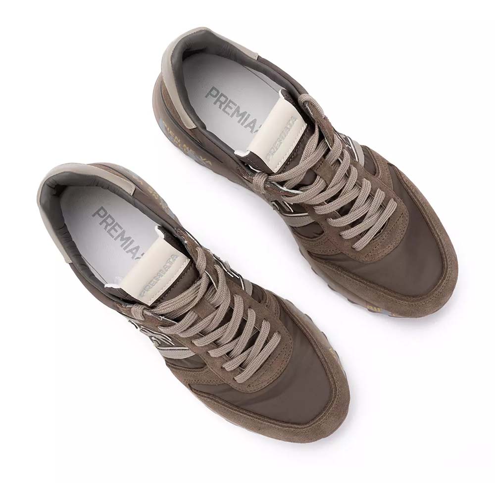 Sneakers bărbați Premiata Lander maro din piele și textil 1692BP8410M