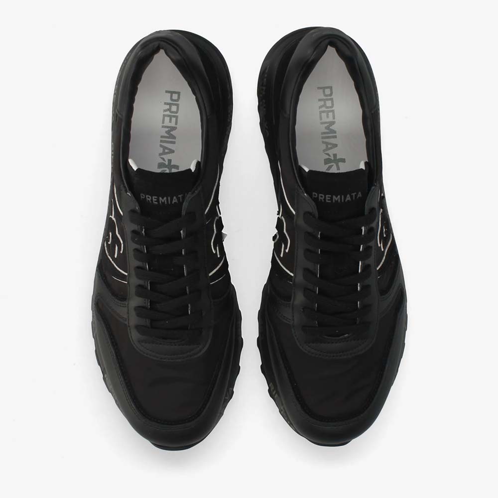 Sneakers bărbați Premiata Lander negri din piele și textil 1692BP8655N