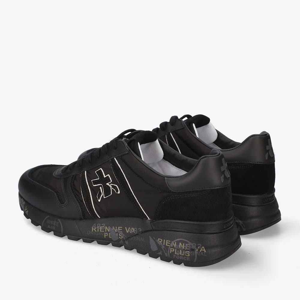 Sneakers bărbați Premiata Lander negri din piele și textil 1692BP8655N