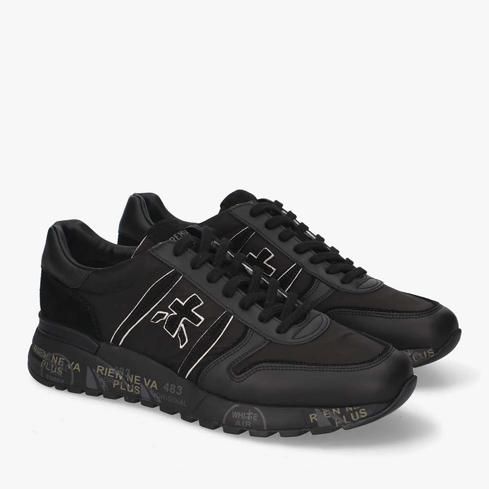 Sneakers bărbați Premiata Lander negri din piele și textil 1692BP8655N — imaginea 2