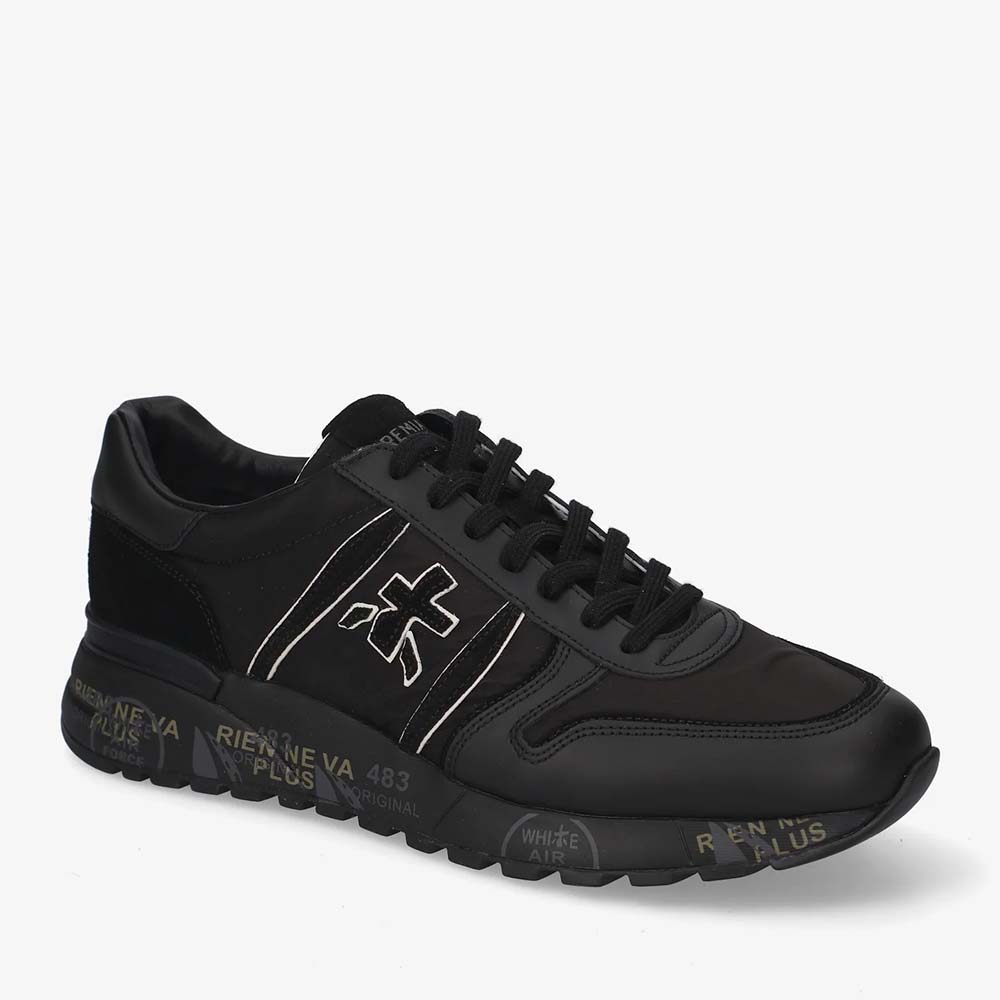 Sneakers bărbați Premiata Lander negri din piele și textil 1692BP8655N