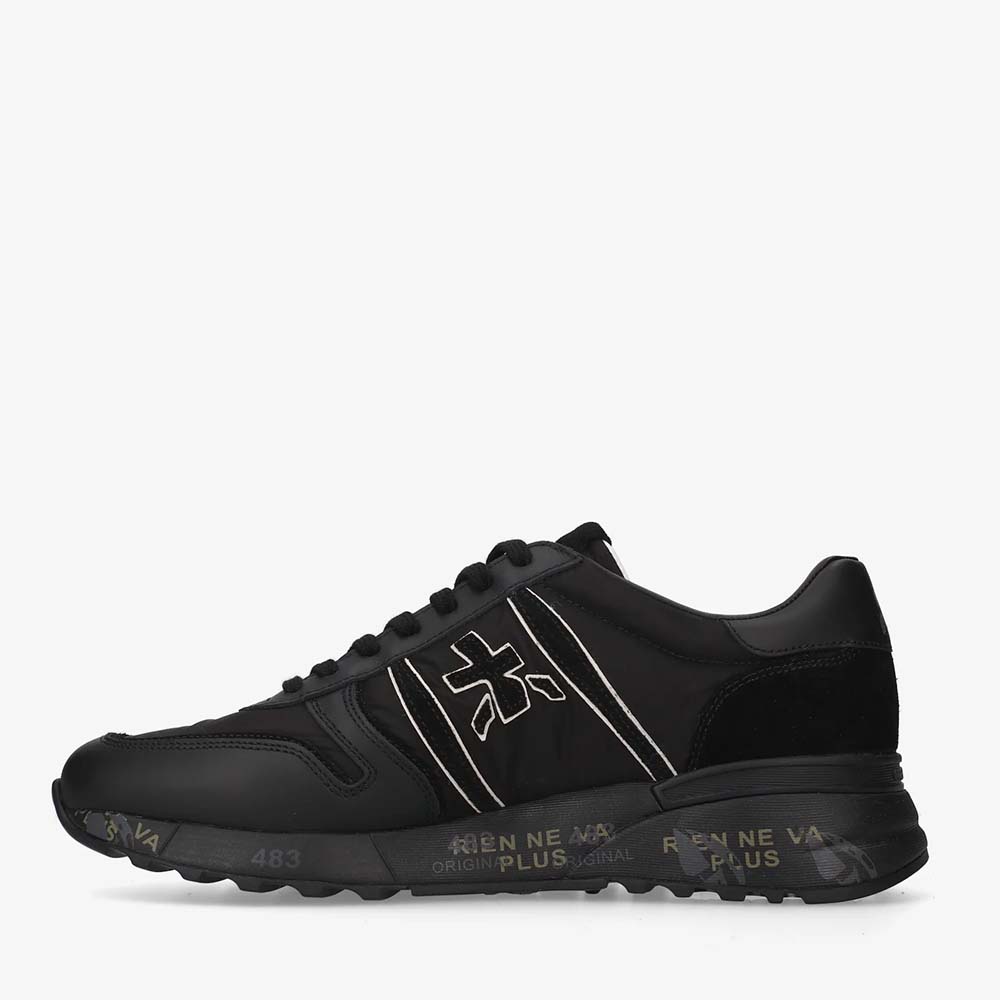 Sneakers bărbați Premiata Lander negri din piele și textil 1692BP8655N