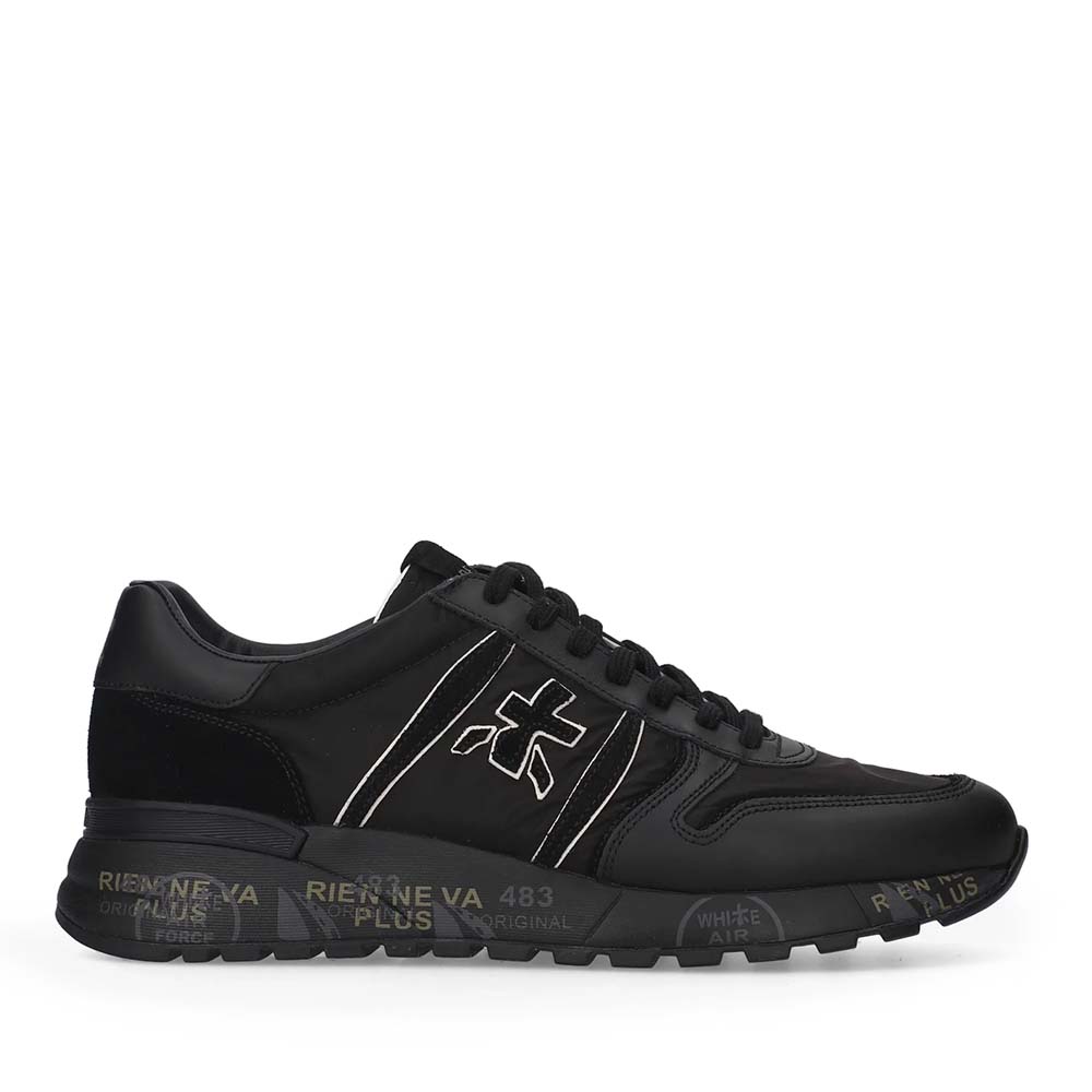 Adidasi barbati Premiata Lander negri din piele si textil 1692BP8655N