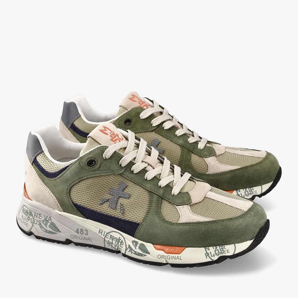 Sneakers bărbați Premiata Mase kaki din piele întoarsă și textil 1699BP7295VKA