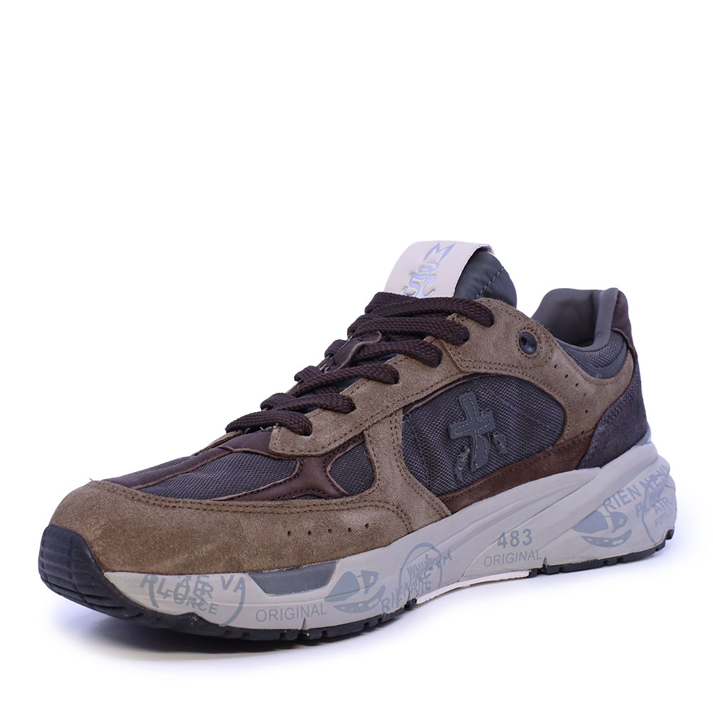 Sneakers bărbați Premiata Mase maro din piele și textil 1692BP8421M