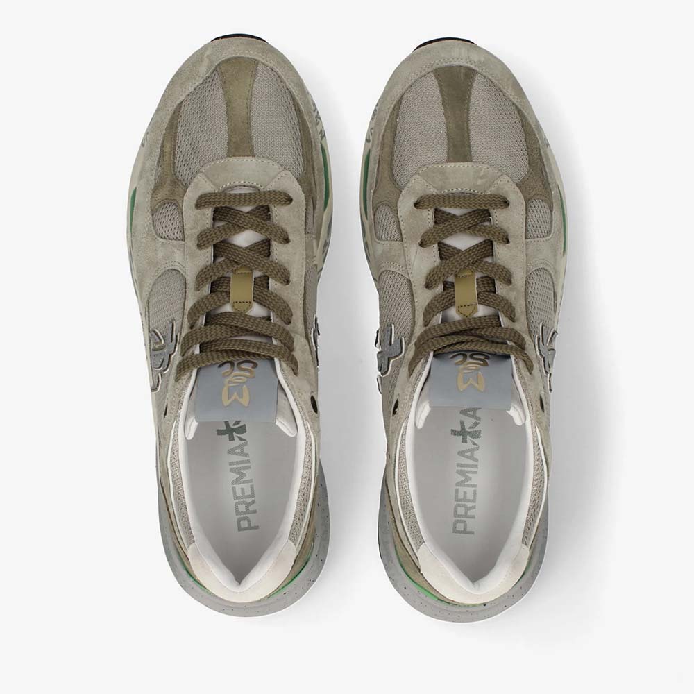 Sneakers bărbați Premiata Mase verzi din piele întoarsă și textil 1691BP8017V