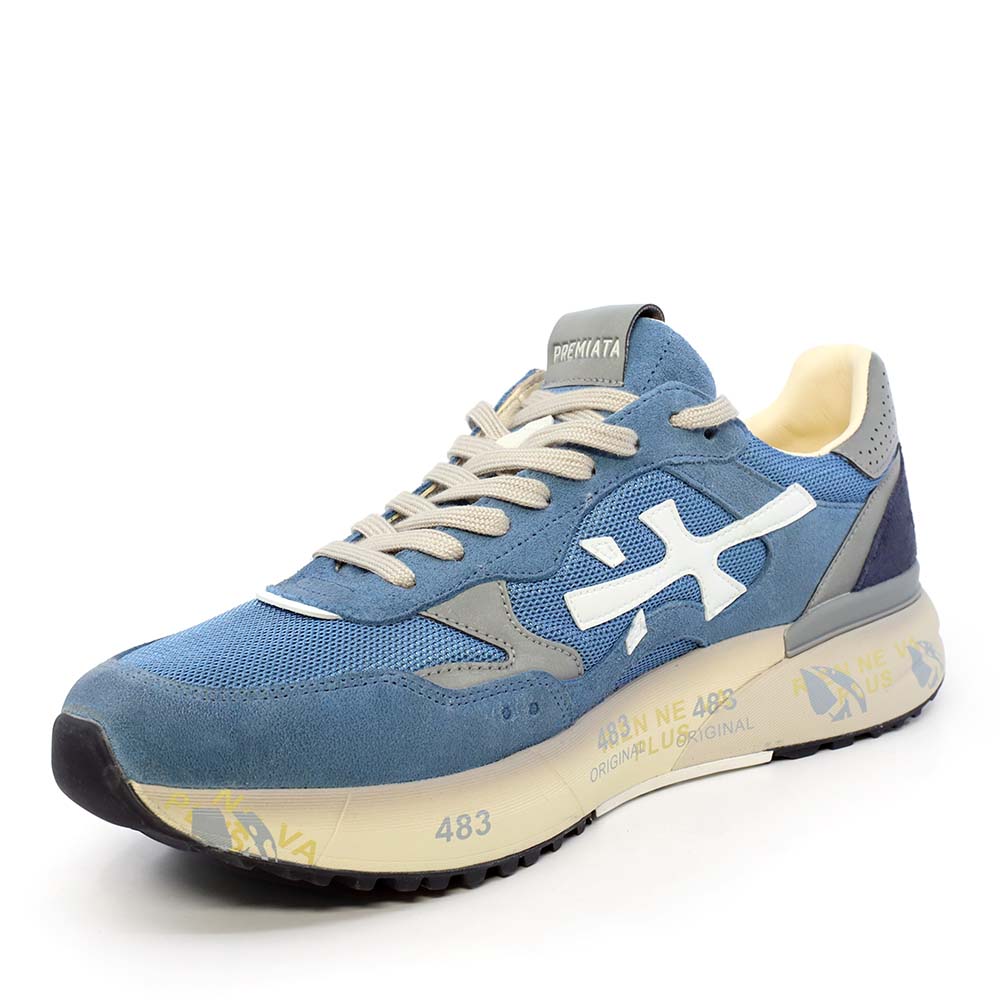 Sneakers bărbați Premiata Mick albaștri din piele întoarsă și textil 1691BP8120BL