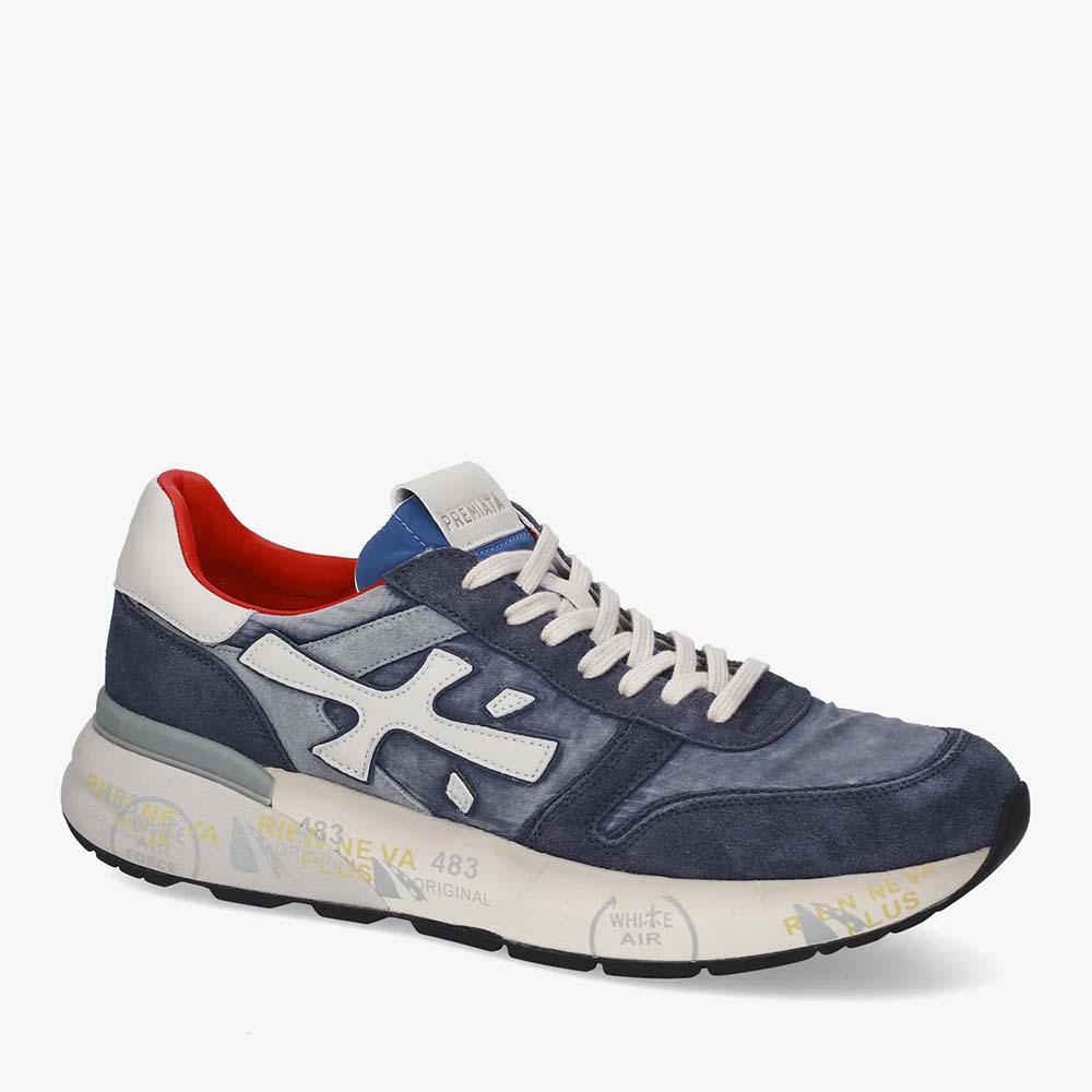 Sneakers bărbați Premiata Mick bleumarin din piele întoarsă și textil 1691BP8006BL - imagine 2