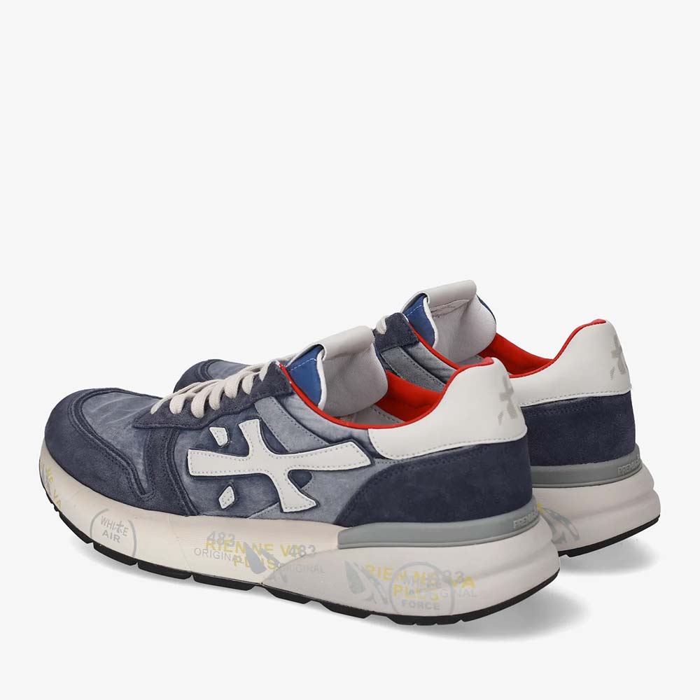 Sneakers bărbați Premiata Mick bleumarin din piele întoarsă și textil 1691BP8006BL