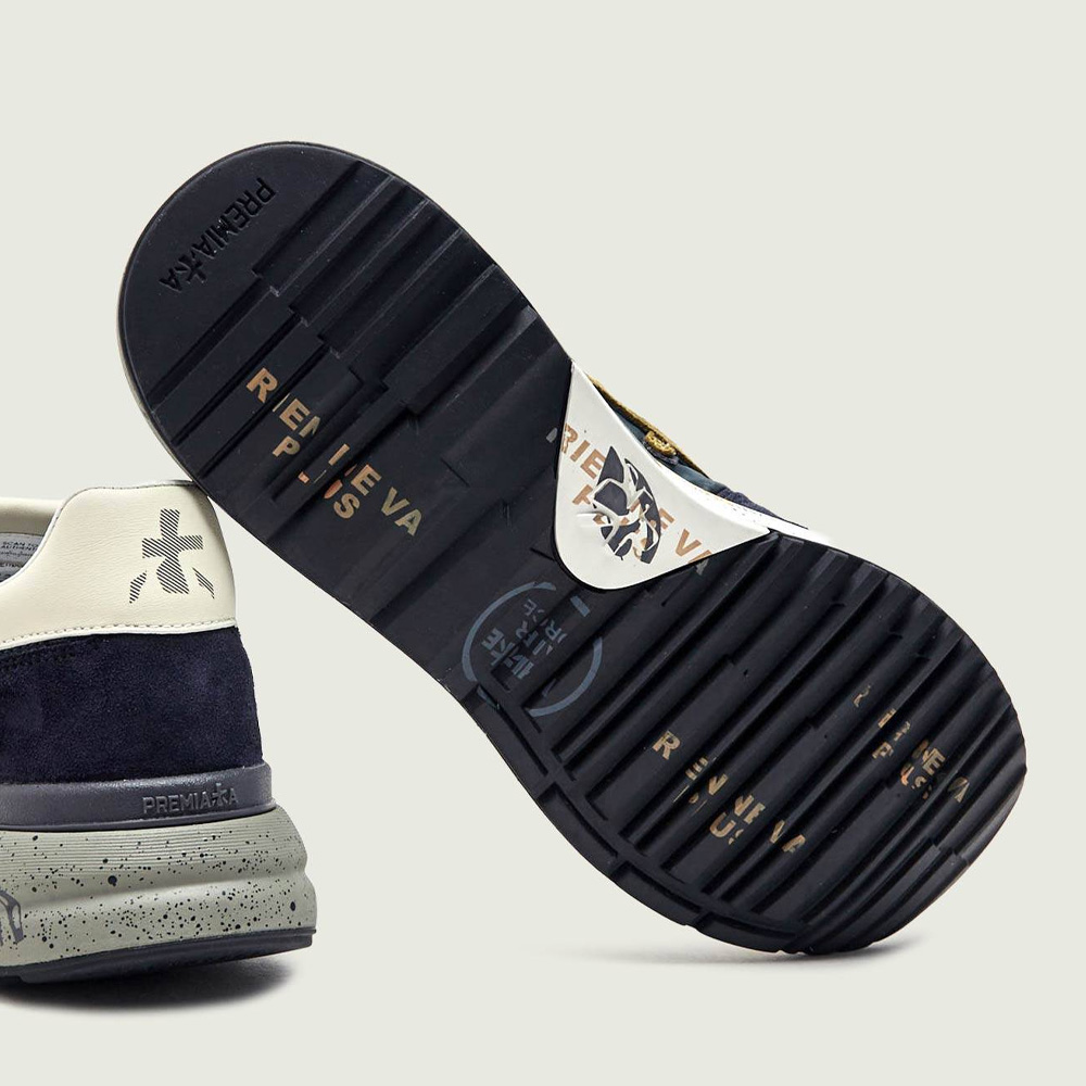 Sneakers bărbați Premiata Mick bleumarin din piele și textil 1692BP8435BL