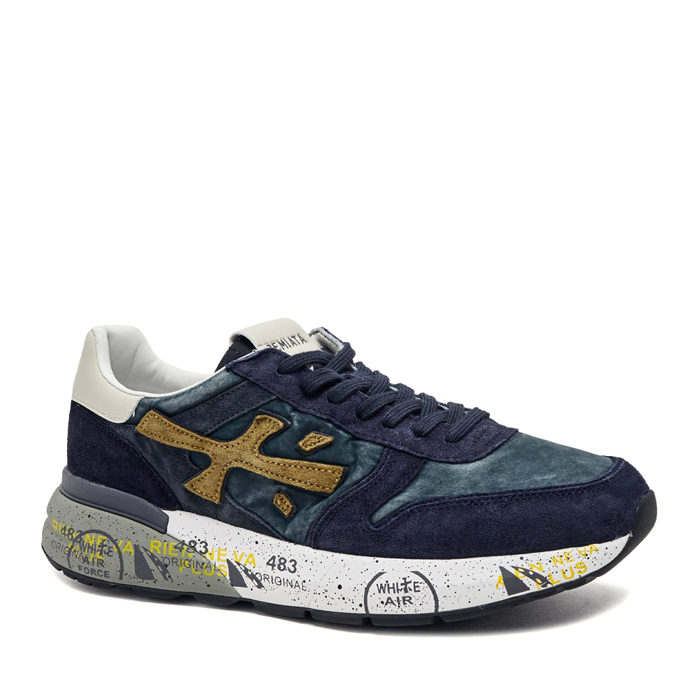 Adidasi barbati Premiata Mick bleumarin din piele si textil 1692BP8435BL