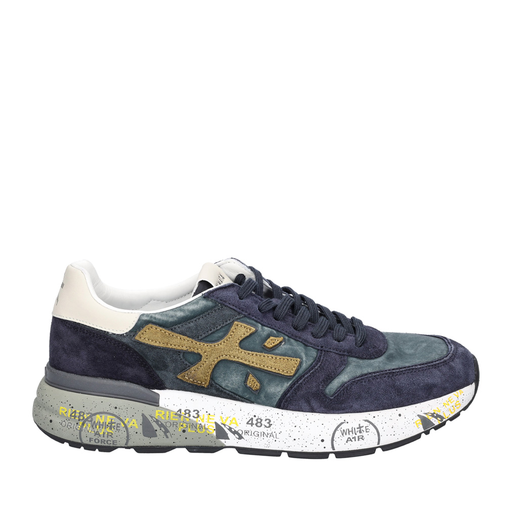 Sneakers bărbați Premiata Mick bleumarin din piele și textil 1692BP8435BL