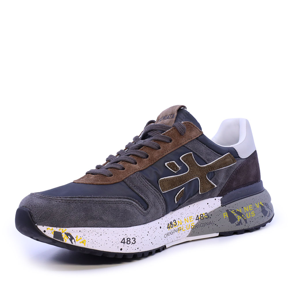 Sneakers bărbați Premiata Mick gri din piele și textil 1692BP8432GR