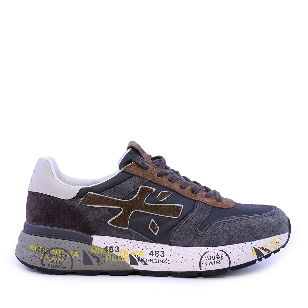 Adidasi barbati Premiata Mick gri din piele si textil 1692BP8432GR
