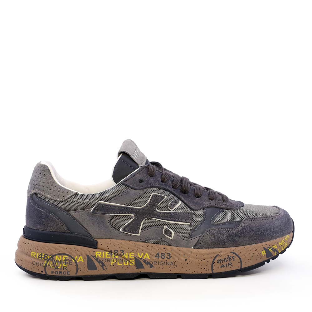 Adidasi barbati Premiata Mick gri din piele si textil 1692BP8451GR