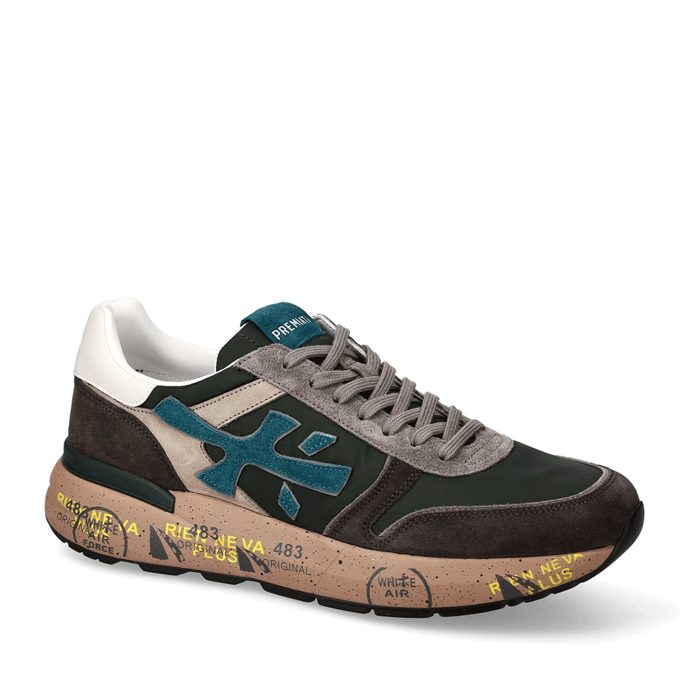 Sneakers bărbați Premiata Mick gri petrol din piele și textil 1690BP7864GR - 1 | YEO