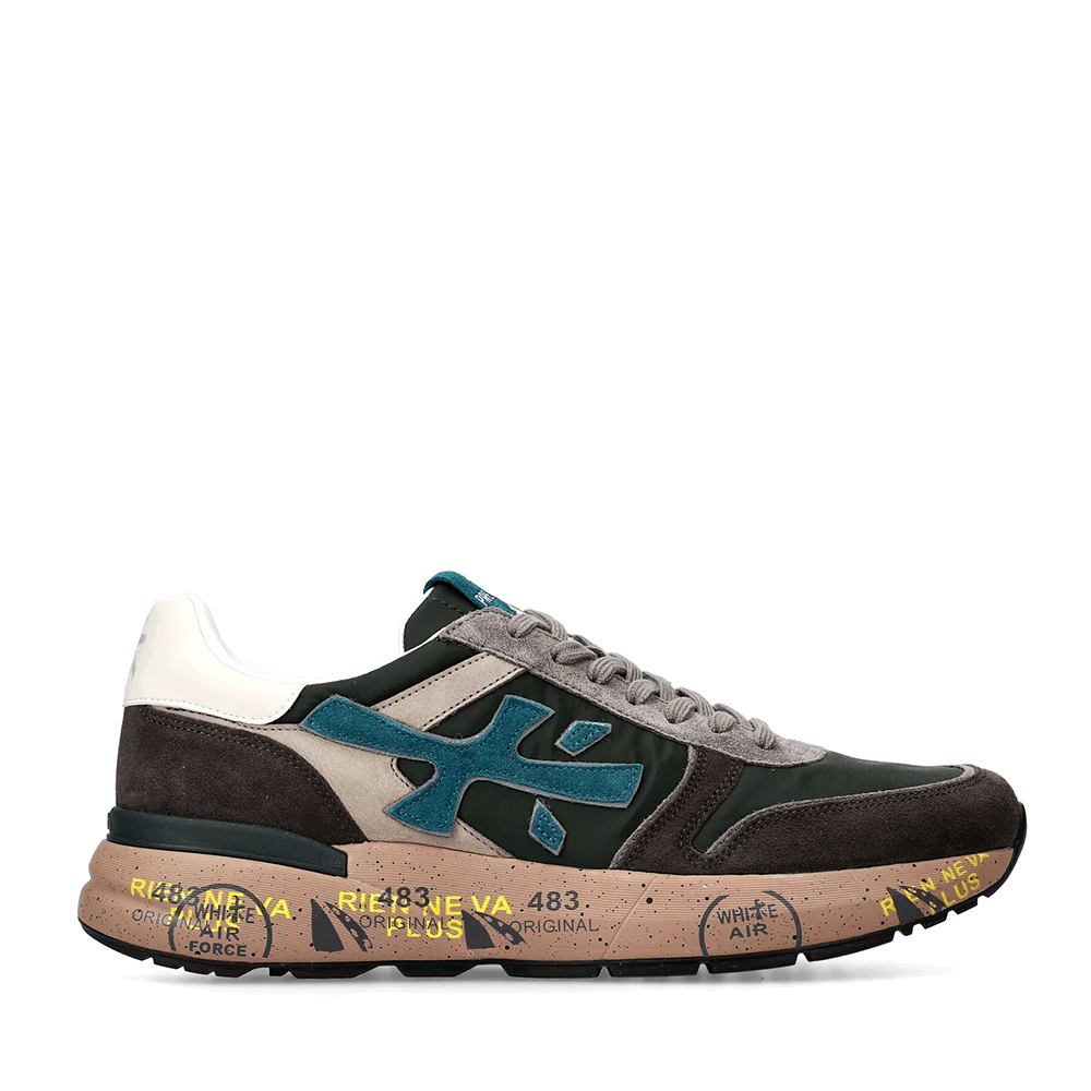 Sneakers bărbați Premiata Mick gri petrol din piele și textil 1690BP7864GR