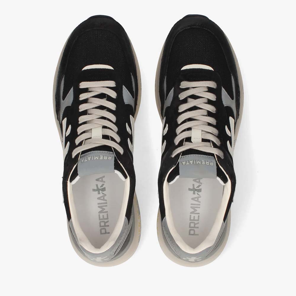 Sneakers bărbați Premiata Mick negri din piele întoarsă și textil 1691BP8119N