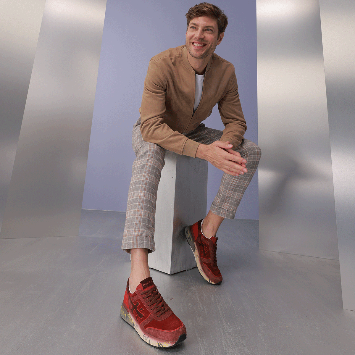 Sneakers bărbați Premiata Mick roșu închis din piele întoarsă 1690BP7862R - 1 | YEO