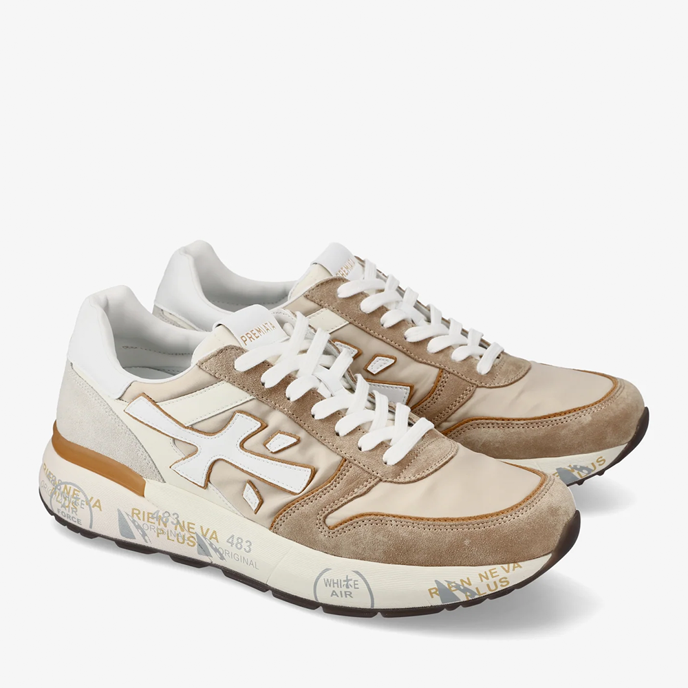 Sneakers bărbați Premiata Mick taupe din piele întoarsă și textil 1699bp7213vta