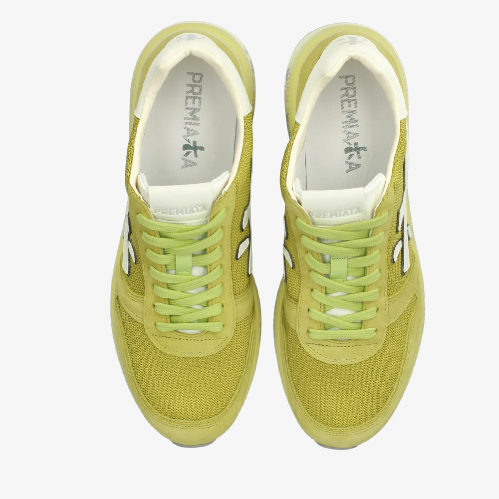 Sneakers bărbați Premiata Mick verde lime din piele întoarsă și textil 1699BP7248VV