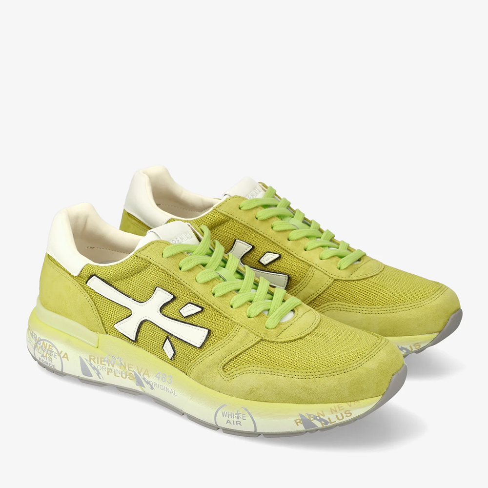 Sneakers bărbați Premiata Mick verde lime din piele întoarsă și textil 1699BP7248VV