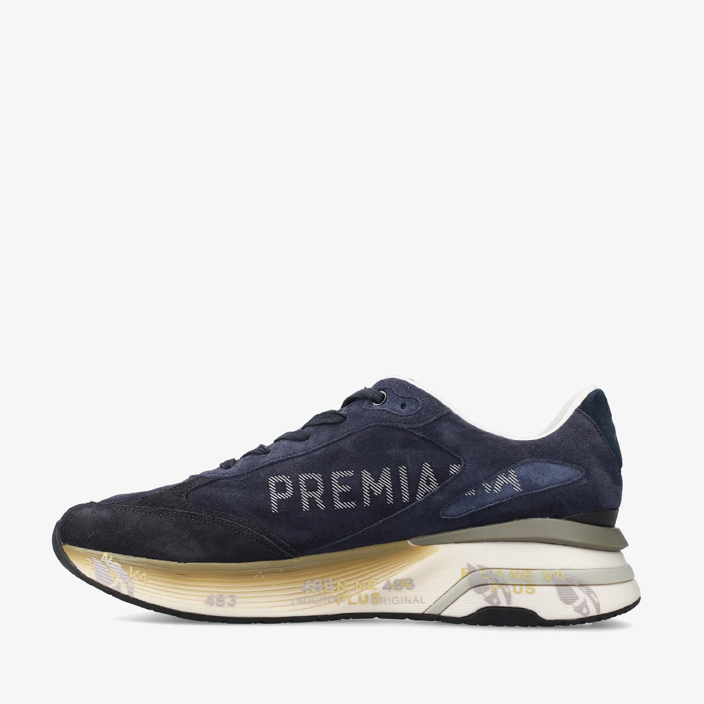 Sneakers bărbați Premiata Moe Run bleumarin din piele întoars 1692BP7776VBL