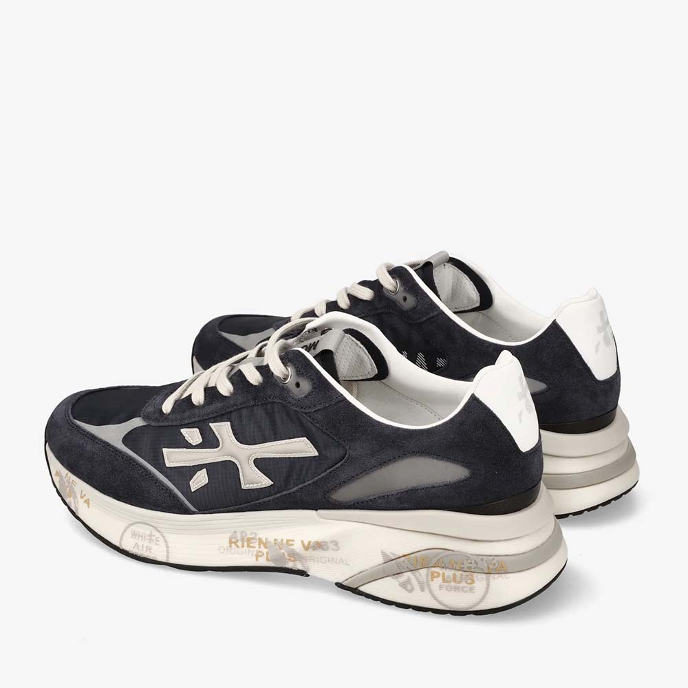 Sneakers bărbați Premiata Moe Run bleumarin din piele întoarsă și textil 1691BP7306BL