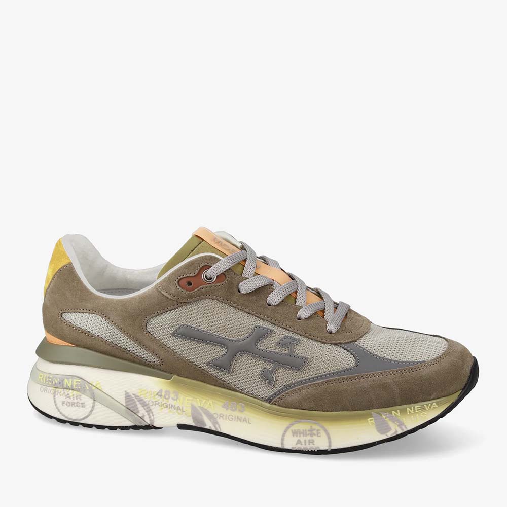 Sneakers bărbați Premiata Moe Run taupe din piele întoarsă și textil 1691BP7871TA - imagine 2